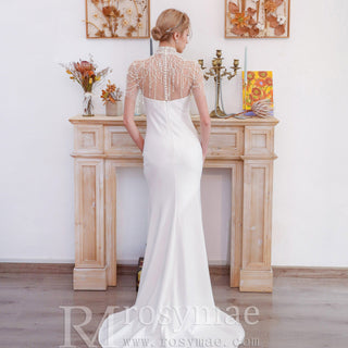 Luxury Mermaid Wedding Dress Bridal Gowns with Pearls - Rosymae