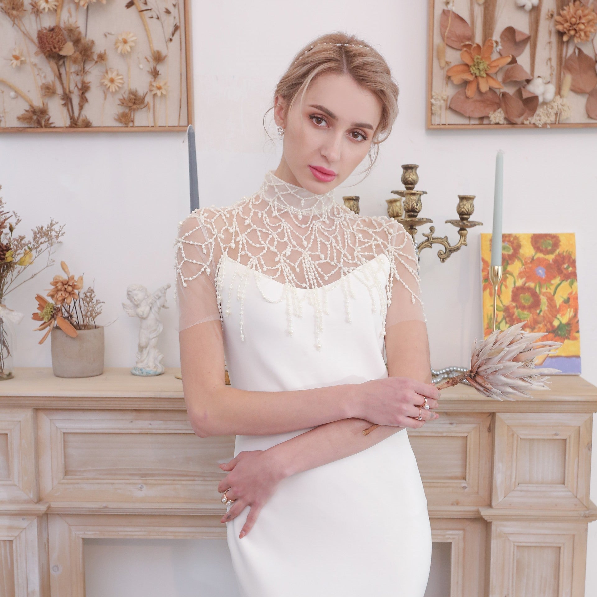 Luxury Mermaid Wedding Dress Bridal Gowns with Pearls - Rosymae