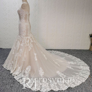 Luxury Sweetheart Neck Lace Trumpet Sparkly Wedding Dresses - Rosymae