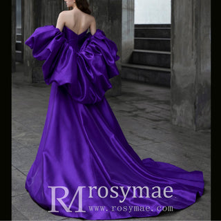 Purple Wedding Dress For Modern Romantic Bride Puffy Sleeve