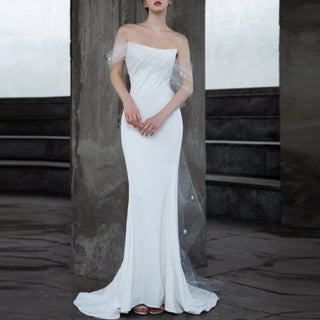 Mermaid Wedding Dress with Curve Neckline for Women