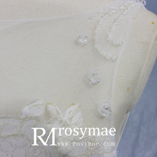 Mermaid Floral Lace High Low Wedding Dress with Tank Sleeves - Rosymae