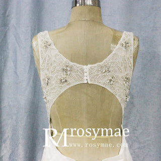 Mermaid Satin Wedding Dress with Tank Straps and Deep V Neck - Rosymae