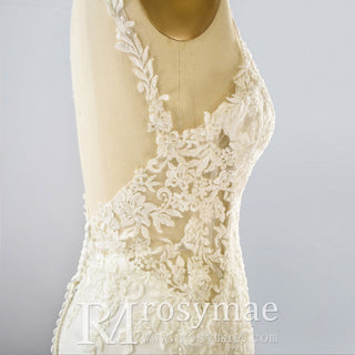 Mermaid V-neck Tank Straps Wedding Dress with Open Back - Rosymae