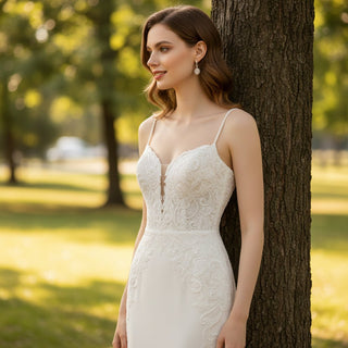 Mermaid Wedding Dress with Detachable Lantern Half Sleeves - Rosymae