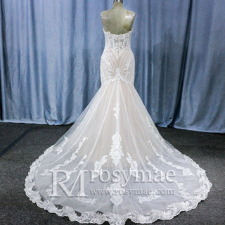 Mermaid Wedding Dress with Dramatic Long Train Bridal Gown - Rosymae