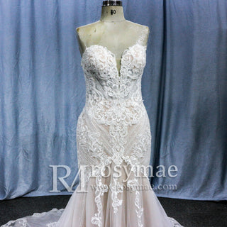 Mermaid Wedding Dress with Dramatic Long Train Bridal Gown - Rosymae