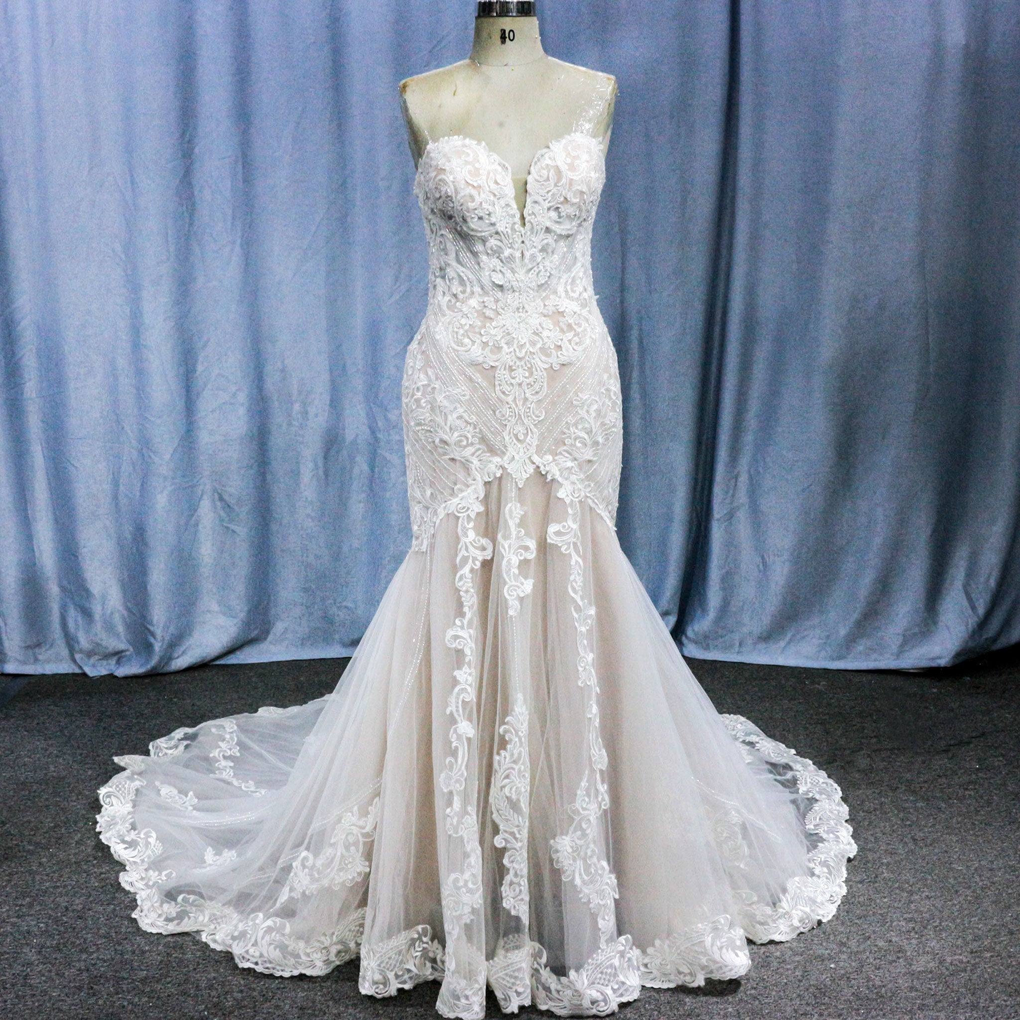 Mermaid Wedding Dress with Dramatic Long Train Bridal Gown - Rosymae