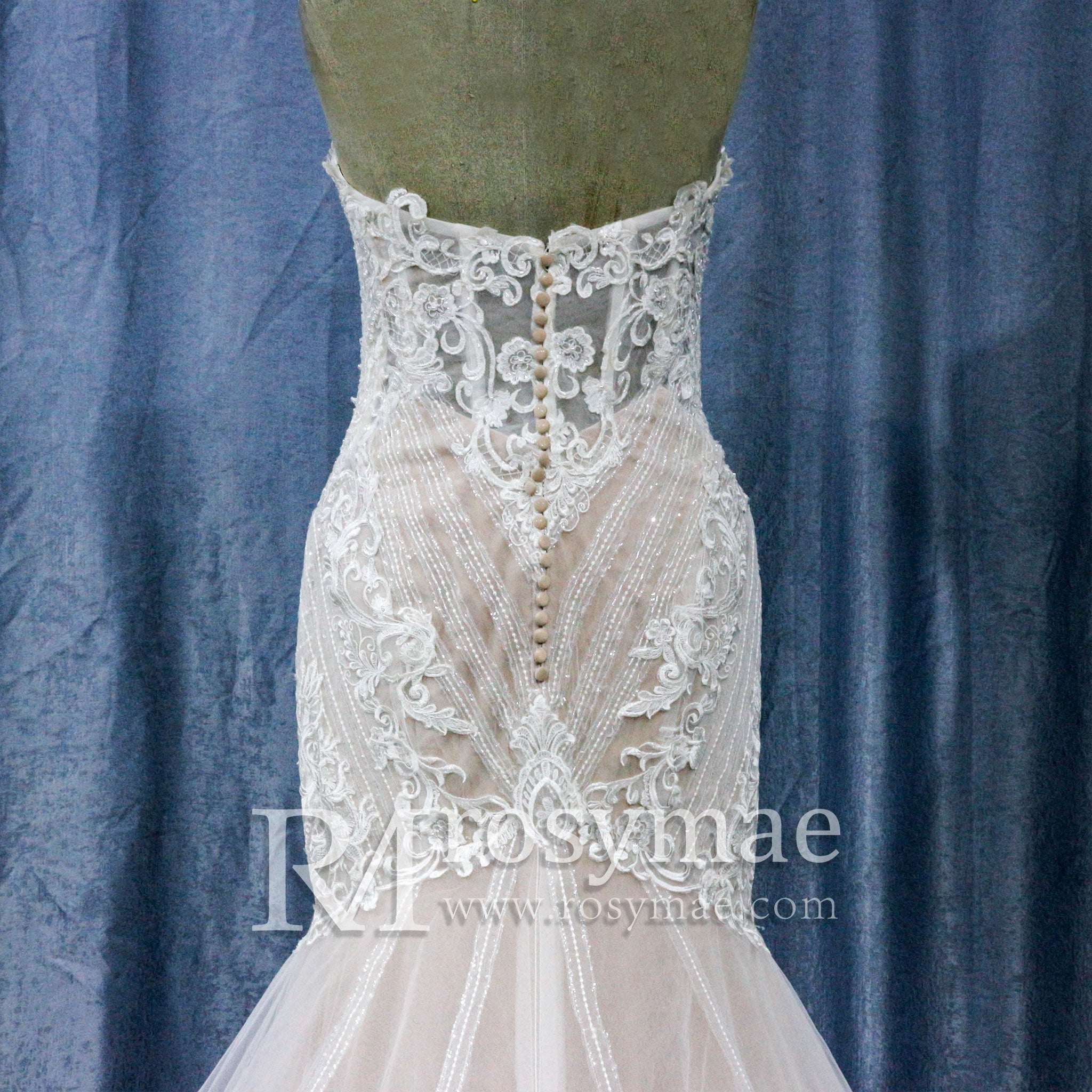 Mermaid Wedding Dress with Dramatic Long Train Bridal Gown - Rosymae