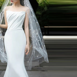 Mermaid Wedding Dress with Curve Neckline for Women