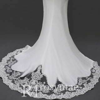 Romantic Lace Mermaid Wedding Dress Double V with Tank Sleeve