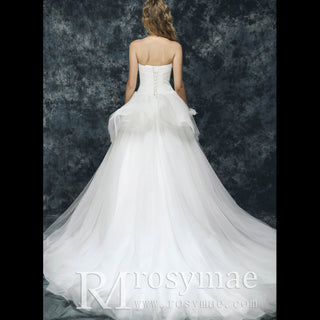 Gorgeous Curve Neck A Line Tulle Layered Wedding Dress