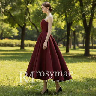 Midi and Short Wedding Dress Formal Gown with Pocket - Rosymae