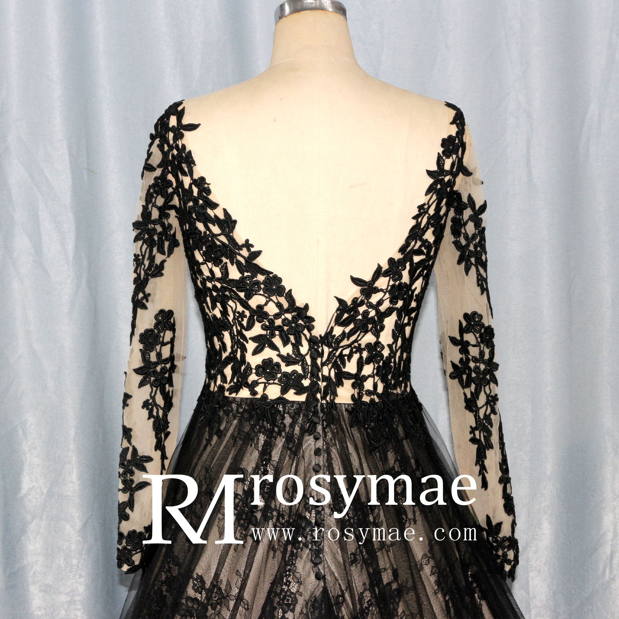 Mix Black Champagne Bride Wedding Dress with Long Sleeve Black and Champagne / 2 Mix Black Champagne Bride Wedding Dress with Long Sleeve Black and Champagne / 2