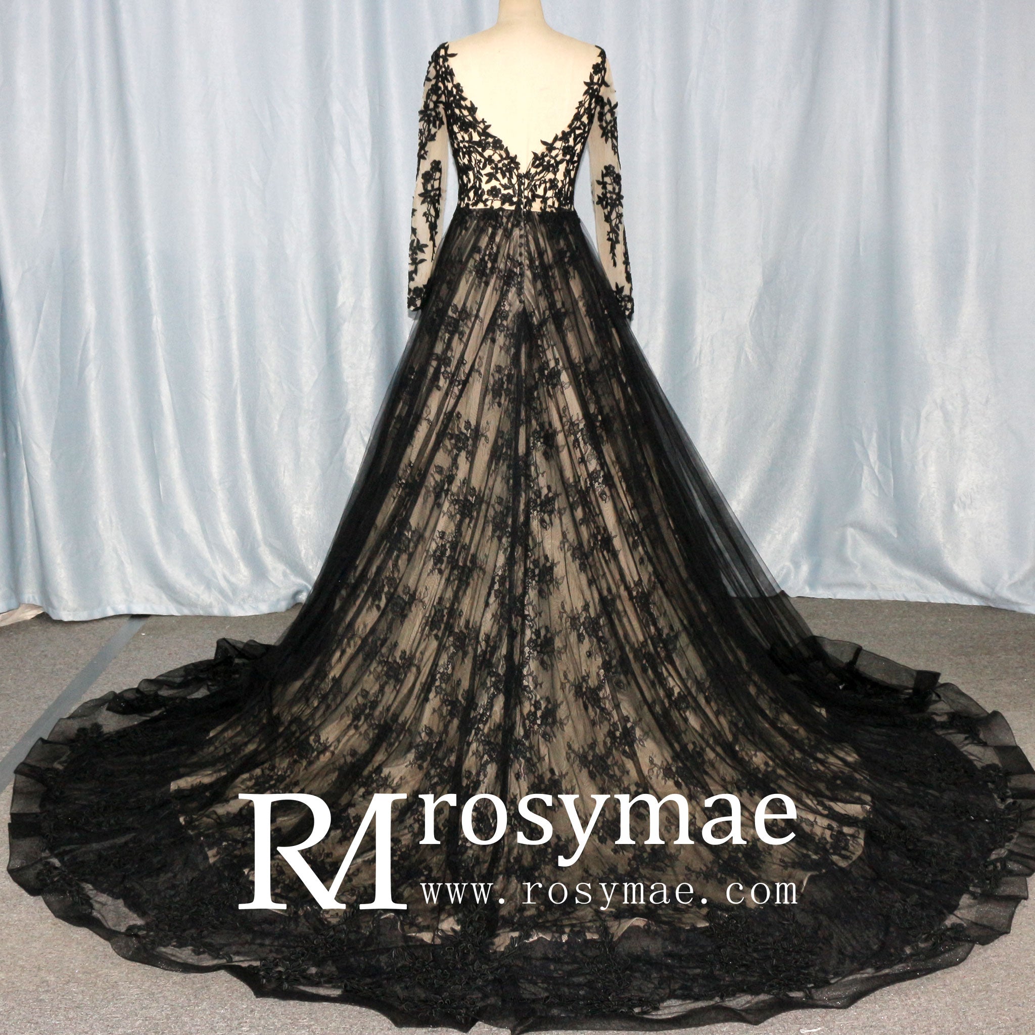 Mix Black Champagne Bride Wedding Dress with Long Sleeve Black and Champagne / 2 Mix Black Champagne Bride Wedding Dress with Long Sleeve Black and Champagne / 2