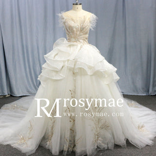 Mix Silver/Gold Sequin Bridal Wedding Dress with Ruffle Skirt - Rosymae
