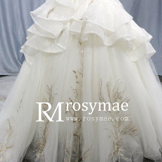 Mix Silver/Gold Sequin Bridal Wedding Dress with Ruffle Skirt - Rosymae
