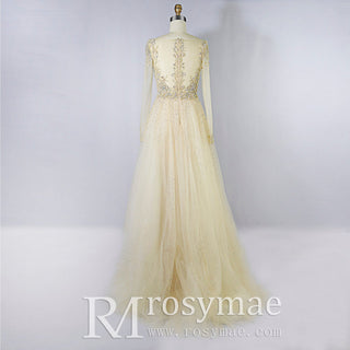 Modest V-neck Mother of The Bride Dresses with Long Sleeves - Rosymae