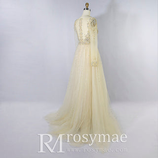 Modest V-neck Mother of The Bride Dresses with Long Sleeves - Rosymae