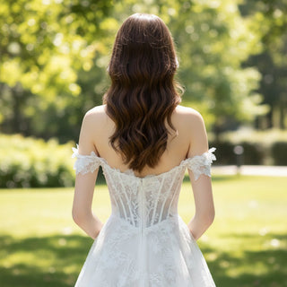 New Arrive Off Shoulder A-line Lace Bride Wedding Dress - Rosymae