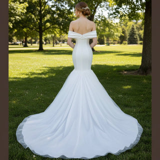 Off Shoulder Bowknot Trumpet Bridal Gowns Wedding Dresses - Rosymae
