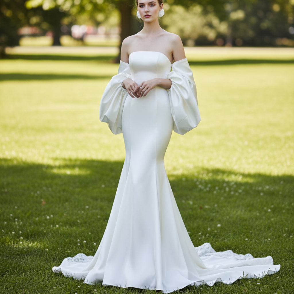 Gorgeous Satin Cut-out Backless Mermaid Wedding Dress