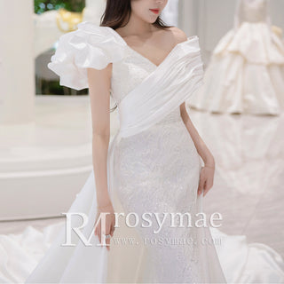Mermaid Wedding Dress With Detachable Train in Off the Shoulder