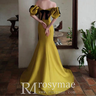 Off the Shoulder Gold Black Formal Dresses Prom Party Gowns