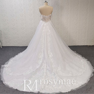 Off Shoulder Sparkly Tulle Ballgown A-Line Wedding Dresses - Rosymae