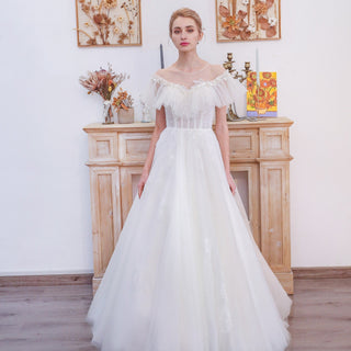 Off-The-Shoulder A-Line Princess Wedding Dresses - Rosymae