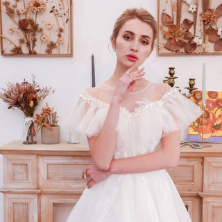 Off-The-Shoulder A-Line Princess Wedding Dresses - Rosymae