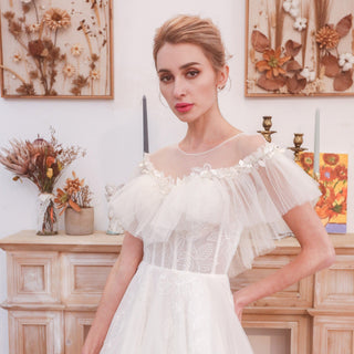 Off-The-Shoulder A-Line Princess Wedding Dresses - Rosymae