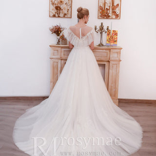 Off-The-Shoulder A-Line Princess Wedding Dresses - Rosymae
