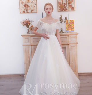 Off-The-Shoulder A-Line Princess Wedding Dresses - Rosymae