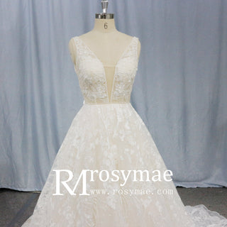 Off The Shoulder Backless Lace Bridal Wedding Dress - Rosymae