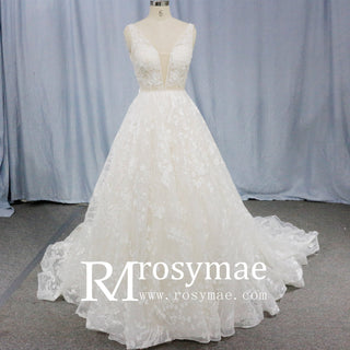 Off The Shoulder Backless Lace Bridal Wedding Dress - Rosymae