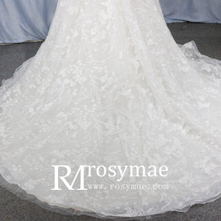 Off The Shoulder Backless Lace Bridal Wedding Dress - Rosymae