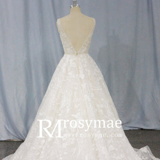 Off The Shoulder Backless Lace Bridal Wedding Dress - Rosymae