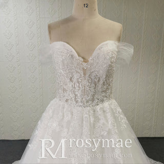 Gorgeous Off Shoulder Ballgown Lace Wedding Dress for Bride