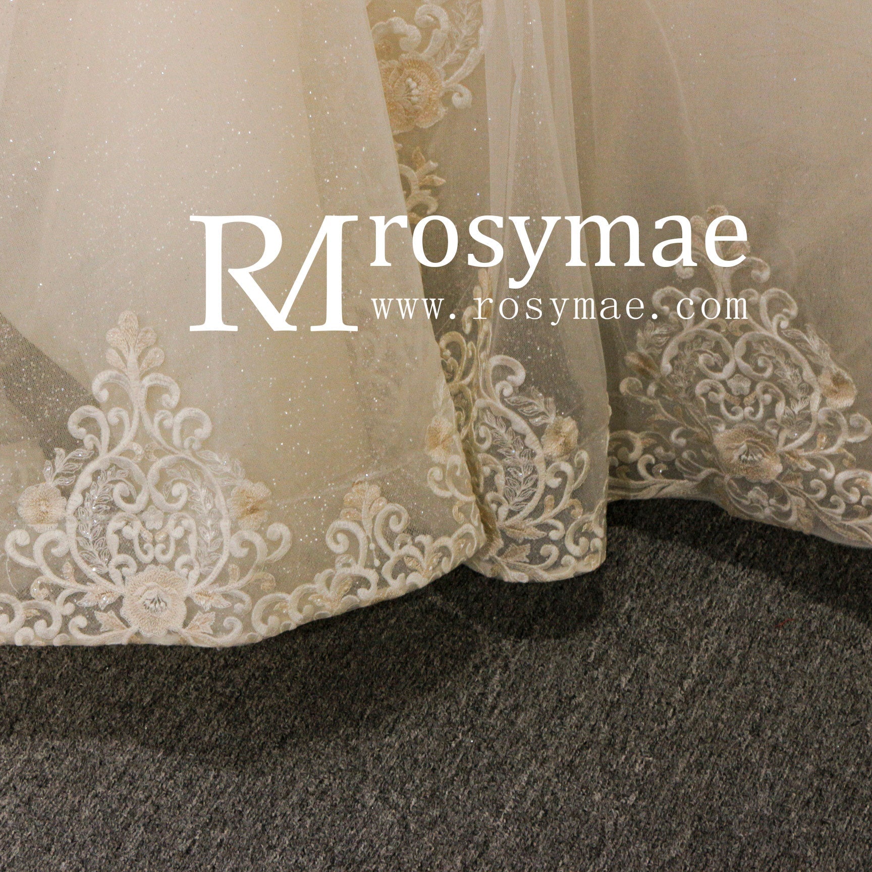 Off the Shoulder Ballgown Wedding Dress with Lace Appliqued - Rosymae