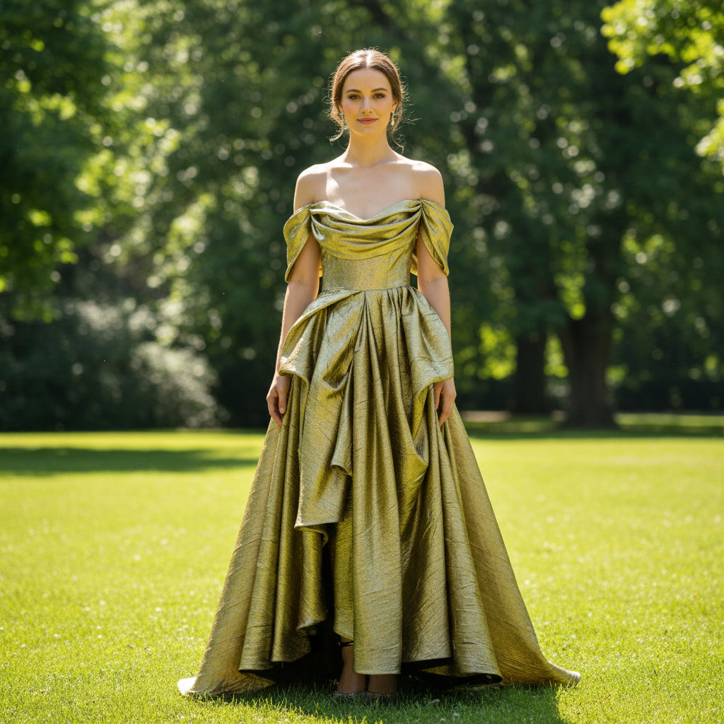 Olive Off the Shoulder Hi Lo Formal Dresses Party Gowns Olive / 2 Olive Off the Shoulder Hi Lo Formal Dresses Party Gowns Olive / 2