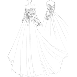 Off The Shoulder Puffy Long Sleeve Wedding Dress Bridal Gown - Rosymae