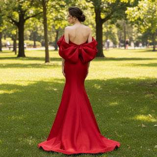 Off the Shoulder Red Mermaid Wedding Dress for Bride - Rosymae