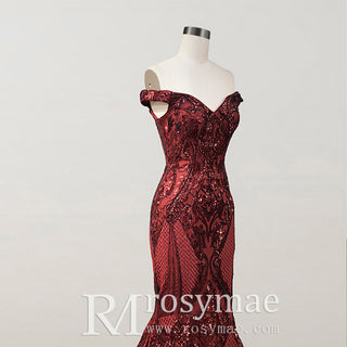 Off the Shoulder Sequined Gowns for the Mother of the Bride Dress - Rosymae