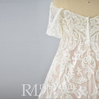 Off the Shoulder Sweetheart A-Line Wedding Dress for Bride - Rosymae