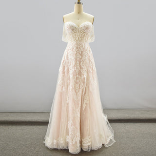 Off the Shoulder Sweetheart A-Line Wedding Dress for Bride - Rosymae