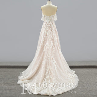 Off the Shoulder Sweetheart A-Line Wedding Dress for Bride - Rosymae