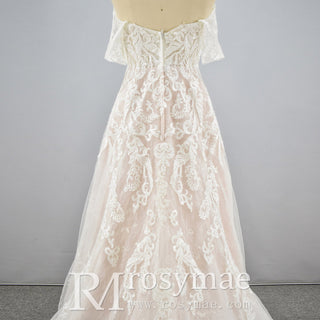 Off the Shoulder Sweetheart A-Line Wedding Dress for Bride - Rosymae