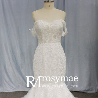 Off the Shoulder Trumpet Wedding Dresses Corset Back - Rosymae