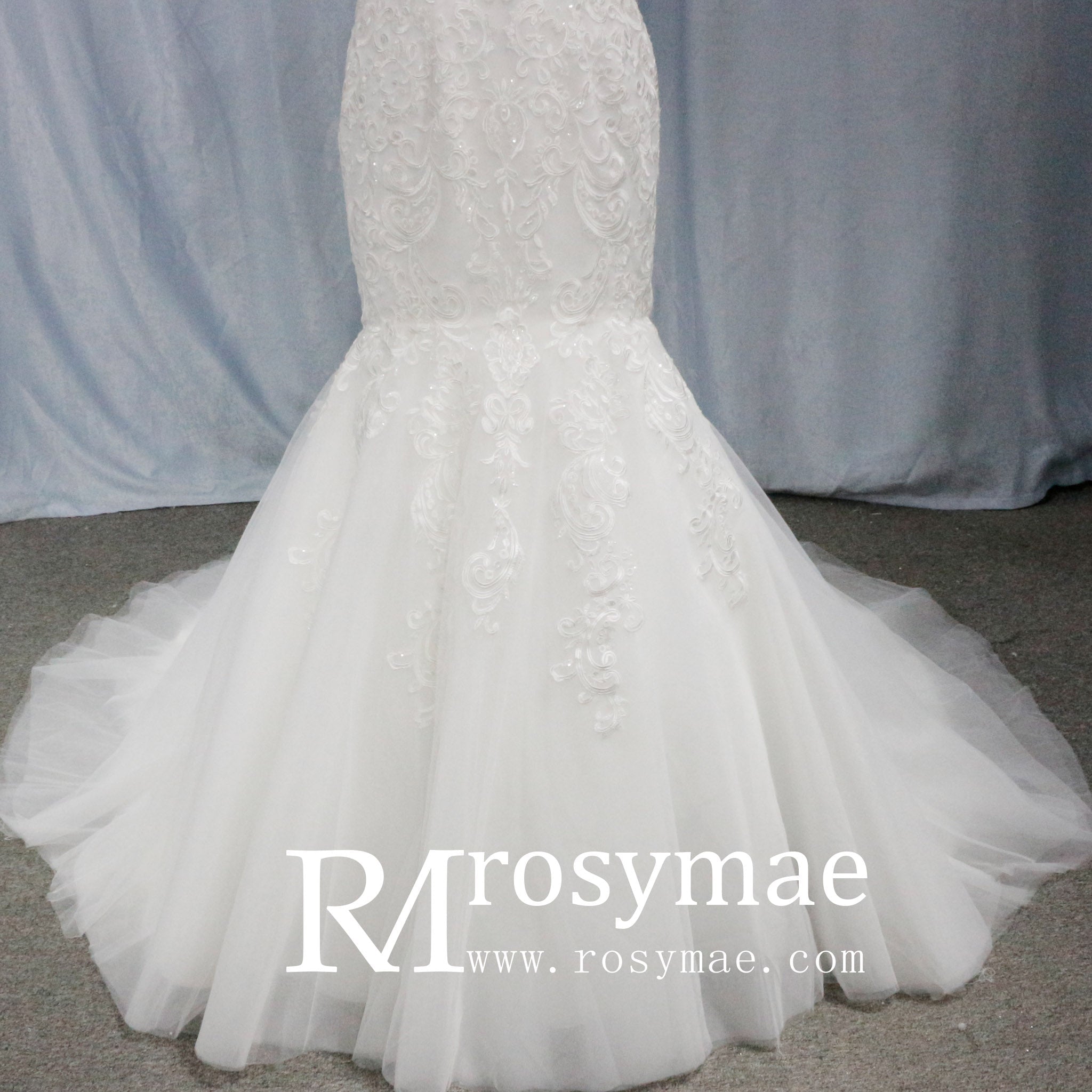 Off the Shoulder Trumpet Wedding Dresses Corset Back - Rosymae